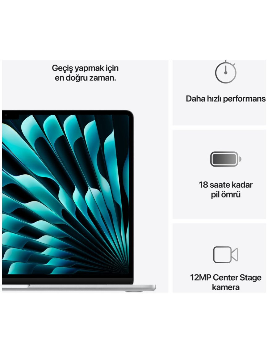 Apple MacBook Air M4 16GB 512GB SSD macOS 15" Taşınabilir Bilgisayar Gümüş MW1H3TU/A Apple MacBook Air M4 16GB 512GB SSD macOS 15" Taşınabilir Bilgisayar Gümüş MW1H3TU/A