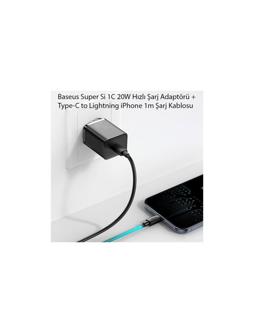 Baseus Super Si 1c 20W Hızlı Şarj Adaptörü + Type-C To Lightning iPhone Uyumlu 1m Şarj Kablosu TZCCSUP-B01 Baseus Super Si 1c 20W Hızlı Şarj Adaptörü + Type-C To Lightning iPhone Uyumlu 1m Şarj Kablosu TZCCSUP-B01
